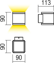 2 x 6W LED sieninis lauko šviestuvas BETA, tamsiai pilkas, 3000K, IP54, 9065