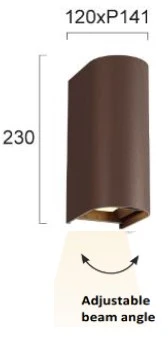 Sieninis šviestuvas 20W LED sieninis fasado šviestuvas AZORES, rudas, 3000/4000/6500K, IP65, 4310002