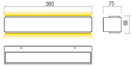 Sieninis šviestuvas 21W LED sieninis lauko šviestuvas DASH, baltas, 4000K, IP65, 90406