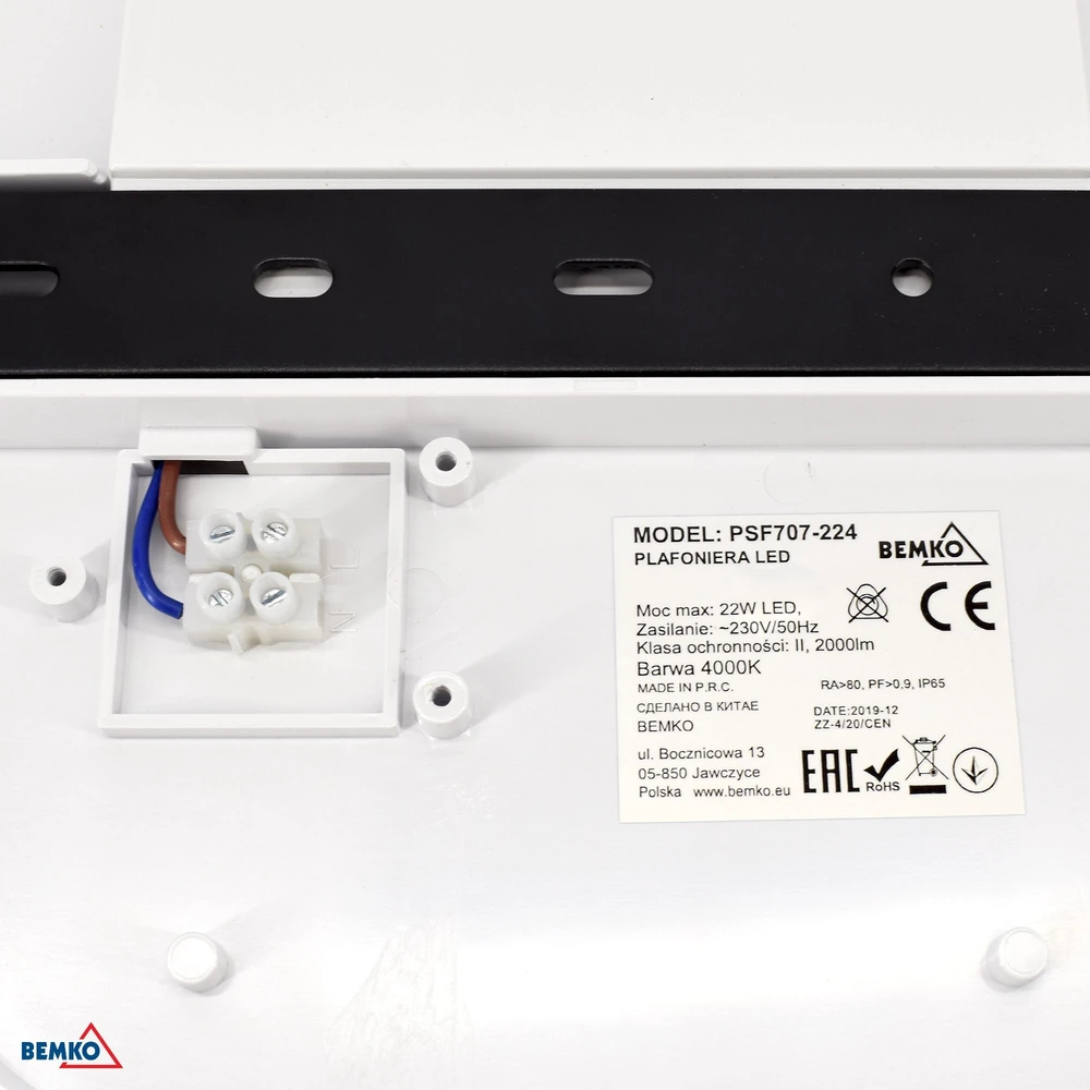 Bemko 22W LED plafonas su judesio davikliu DIANA, baltas, 4000K, IP66