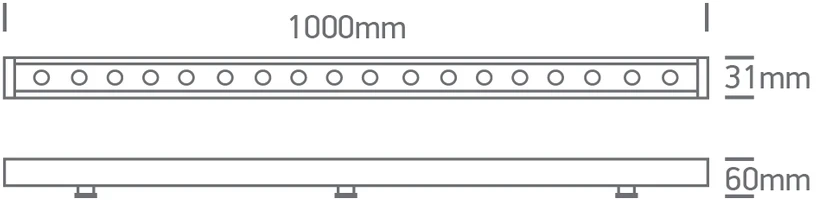 24W LED linijinis fasado šviestuvas, pilkas, 3000K/RGB, IP66, 7055B/RGBW