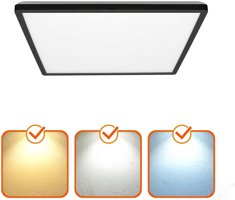 24W LED lubinis šviestuvas NIVERA SQUARE, juodas, 3000/4000/6000K, IP54