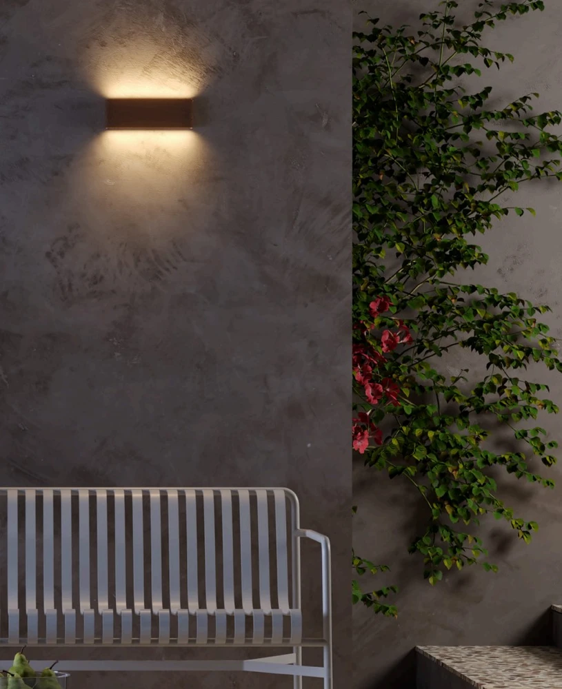 Sieninis šviestuvas 24W LED sieninis fasado šviestuvas POCKET, tamsiai rudas, 3000K, IP54, šviečia į viršų ir į apačią, 90453