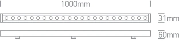 24x1W LED linijinis sienų šviestuvas, pilkas, 3000K, 7055B/W
