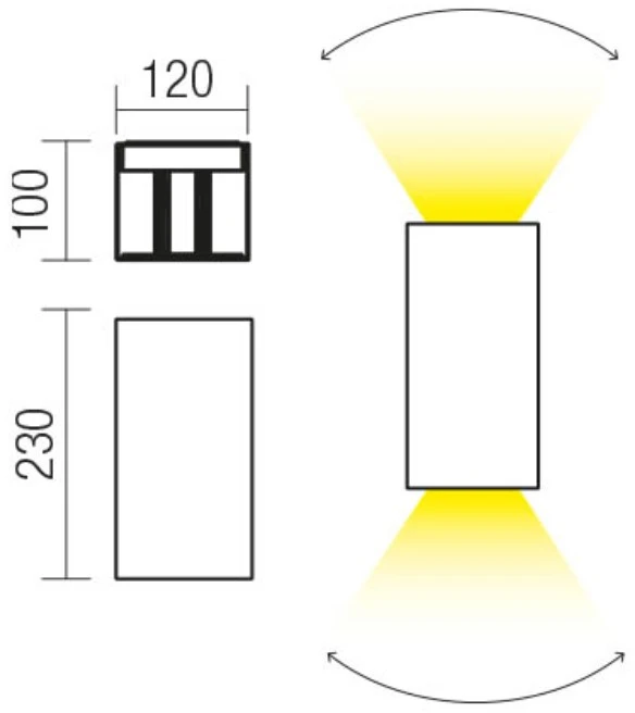 2x10W LED sieninis lauko šviestuvas VARY, tamsiai pilkas, 3000K, IP54, šviečia į viršų ir į apačią, 90553