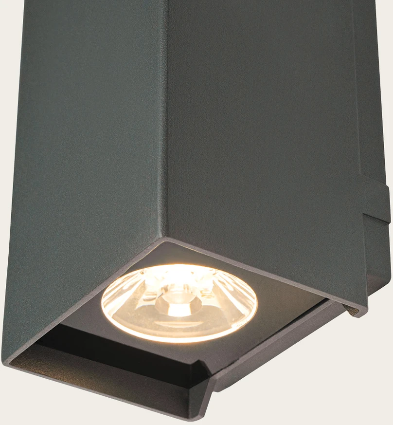 2x3W LED sieninis fasado šviestuvas, tamsiai pilkas, 3000K, IP65, šviečia į viršų ir į apačią, E412