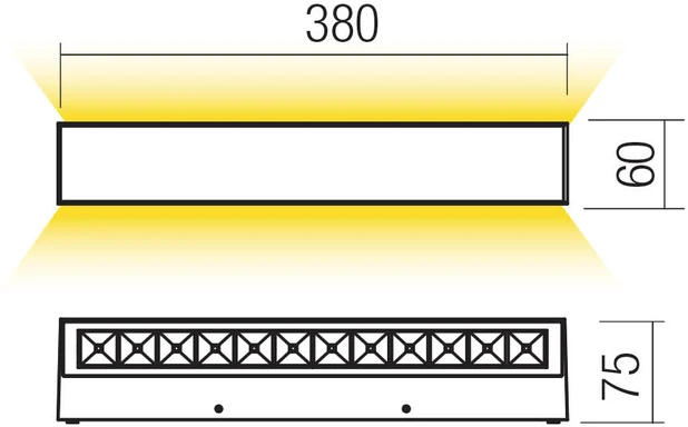 30W LED sieninis lauko šviestuvas AROOS, rūdžių sp., 3000K, IP65, šviečia į viršų ir į apačią, 90940