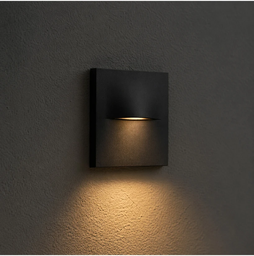 3W LED sieninis lauko šviestuvas laiptų apšvietimui, juodas, 2700K, IP65, E450-27