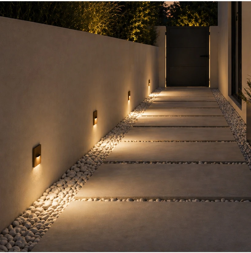 Sieninis šviestuvas 3W LED sieninis lauko šviestuvas laiptų apšvietimui, rudas, 2700K, IP65, E452-27