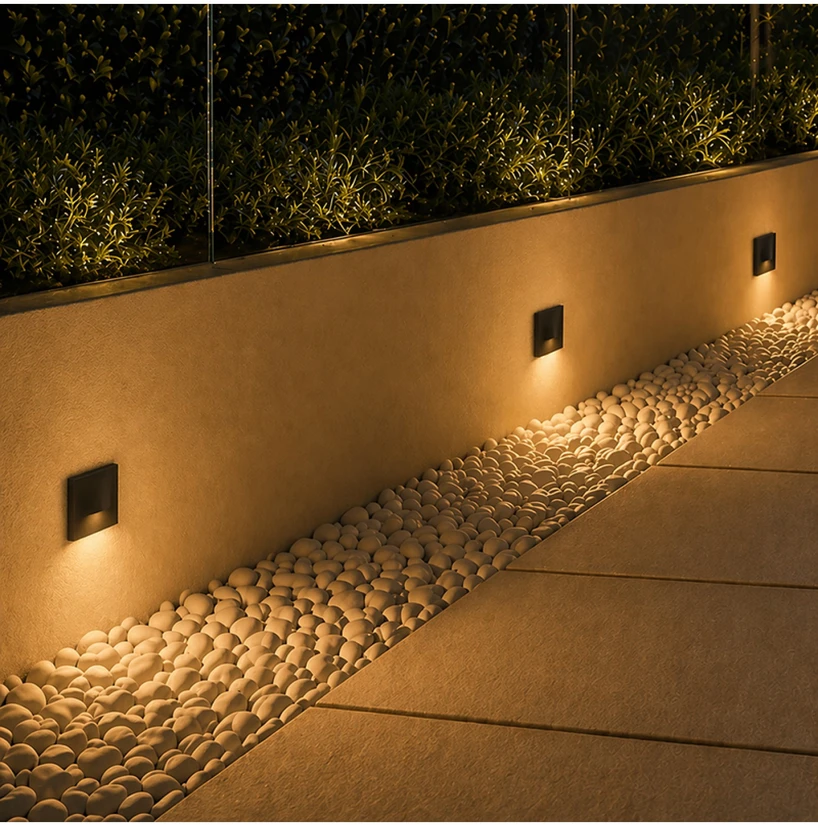 3W LED sieninis lauko šviestuvas laiptų apšvietimui, juodas, 2700K, IP65, E450-27