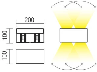 Sieninis šviestuvas 4 x 5W LED sieninis lauko šviestuvas VARY, baltas, 4000K, IP54, 90301