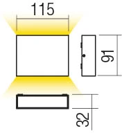 Sieninis šviestuvas 4,4W LED sieninis lauko šviestuvas KAMAL, tamsiai pilkas, 4000K, IP54, šviečia į viršų ir į apačią, 90379