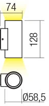Sieninis šviestuvas 6W LED sieninis lauko šviestuvas RAM, baltas, 3000K, IP65, 90078