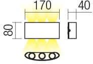 Sieninis šviestuvas 6W LED sieninis lauko šviestuvas FABO, baltas, 3000K, IP54, 90225