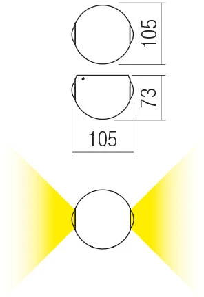 6W LED sieninis lauko šviestuvas MILESTONE, baltas, 3000K, IP54, šviečia į viršų ir į apačią, 90497