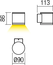 6W LED sieninis lauko šviestuvas ETA, tamsiai rudas, 4000K, IP54, 9597