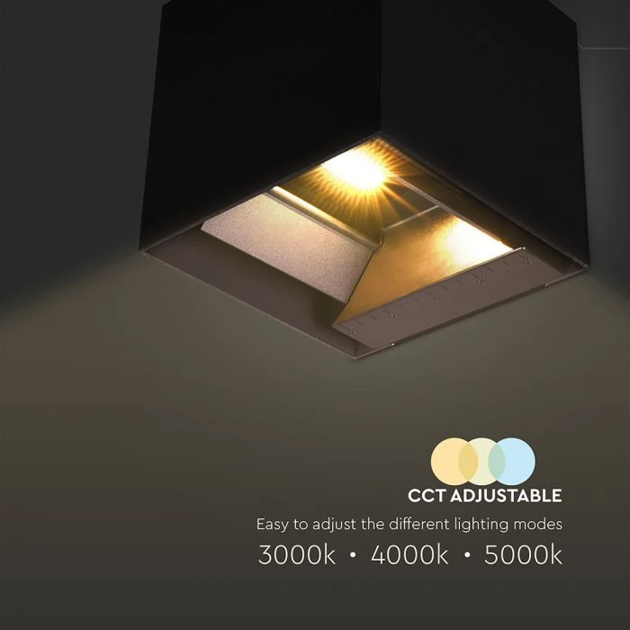 Sieninis šviestuvas V-tac 9W LED sieninis fasado šviestuvas su saulės baterija ir judesio davikliu, juodas, 3000/4000/5000K