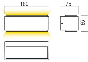 Sieninis šviestuvas 9W LED sieninis lauko šviestuvas DASH, tamsiai rudas, 3000K, IP65, 90403