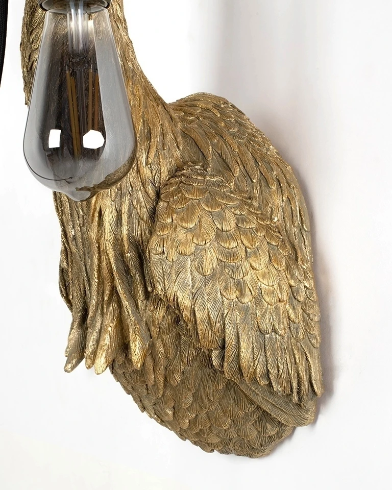 Sieninis šviestuvas ANIMAL HERON, E27, aukso sp.