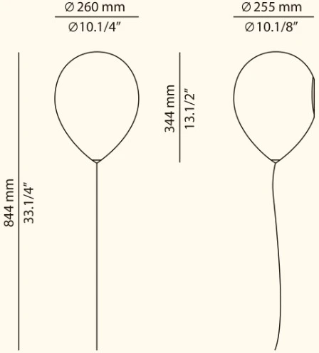 Sieninis šviestuvas BALLOON, E27, baltas, su jungikliu