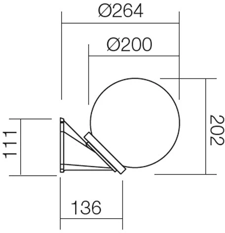 Sieninis lauko šviestuvas SFERA 200, E27, dūmų sp., IP44