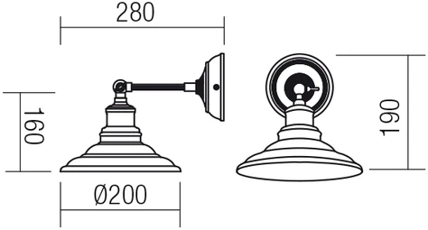 Sieninis šviestuvas SPINNER, E27, sendinto vario/juodas