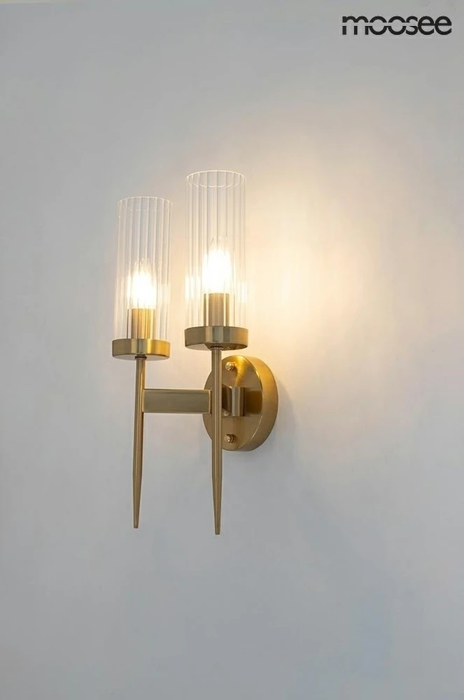 Sieninis šviestuvas TORCH TWIN, 2xE14, aukso sp.