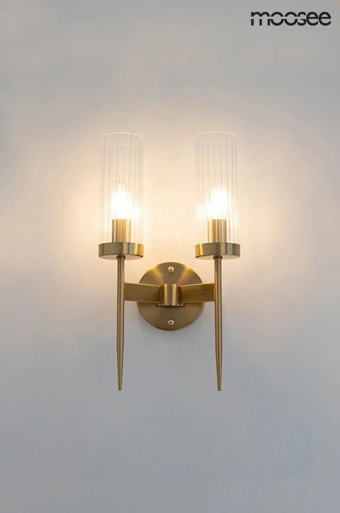 Sieninis šviestuvas TORCH TWIN, 2xE14, aukso sp.