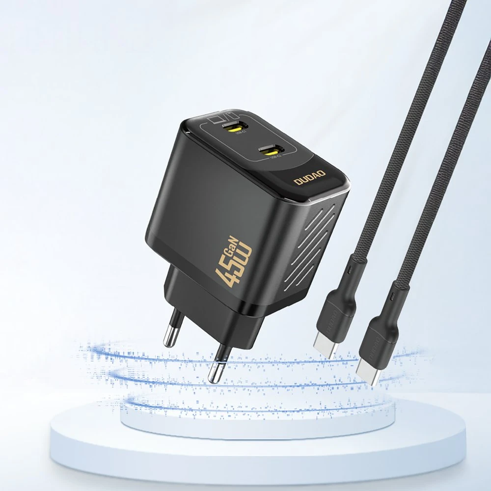 Dudao A28PEU PD 45W GaN 2xUSB Wall Charger - Juodas