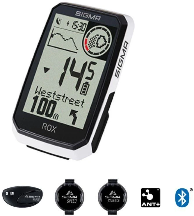 Dviračio kompiuteris SIGMA ROX 4.0 Endurance GPS Baltas Sensor Set