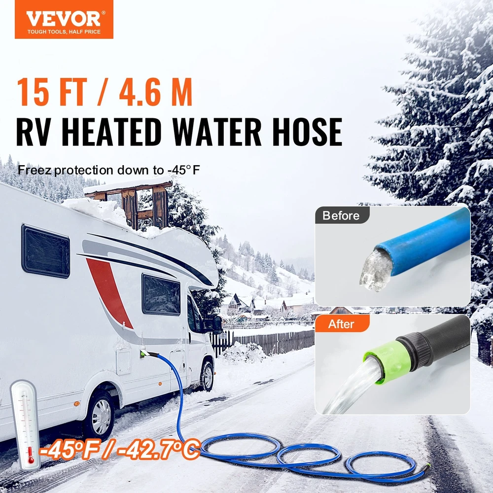 VEVOR 4,6 m šildomas vandens žarna RV