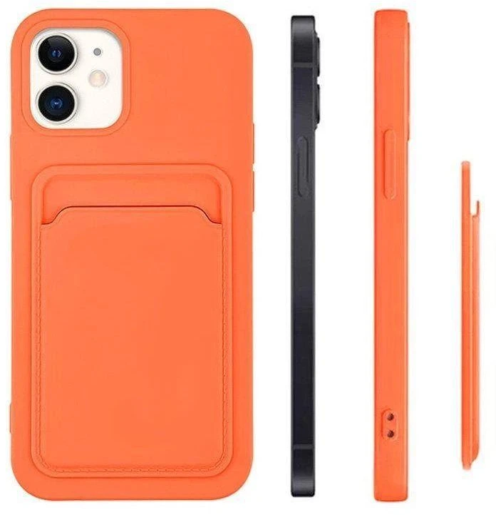 Hurtel Card silikoninis dėklas skirtas iPhone 12 Pro, raudonas