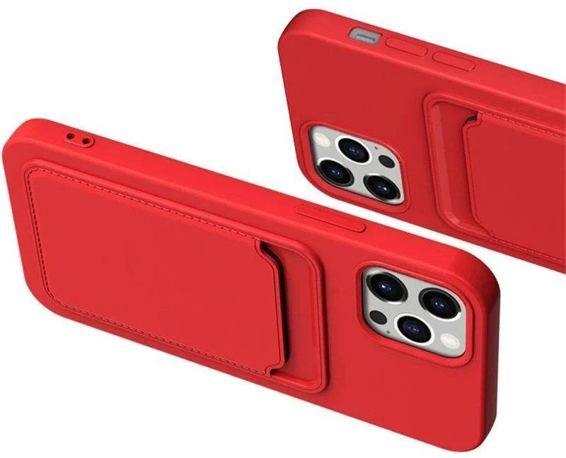 Hurtel Card silikoninis dėklas skirtas iPhone 12 Pro, raudonas