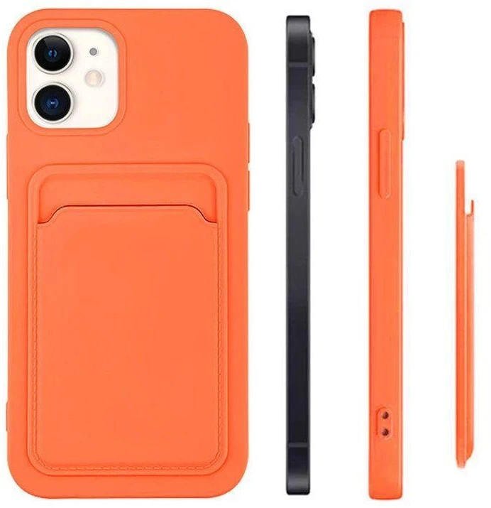 Hurtel Card silikoninis dėklas skirtas iPhone 12 Pro Max, oranžinis