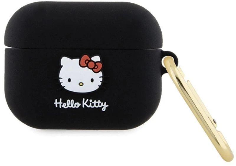 Hello Kitty HKAP3DKHSK AirPods Pro Dėklas juodos spalvos Silicone 3D Kitty Head