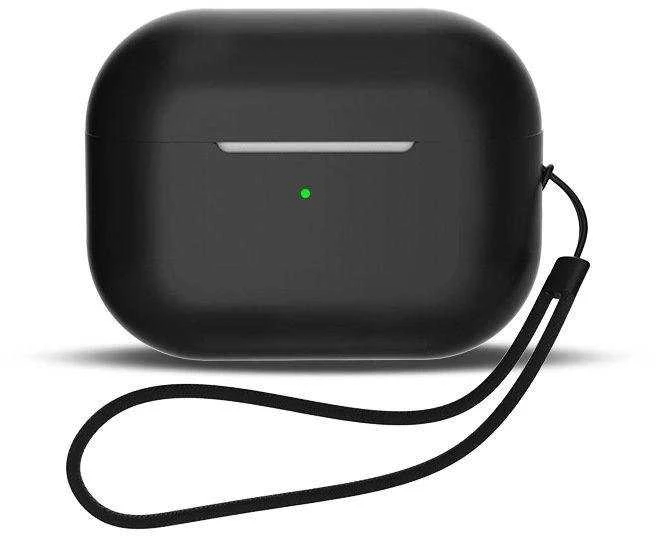 Hurtel Silikoninis dėklas skirtas AirPods 1 / AirPods 2 + wrist strap lanyard – juodas