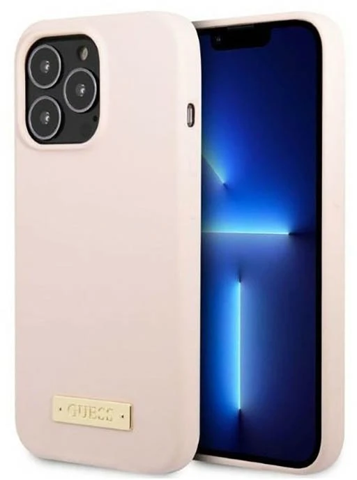 Silikoninis dėklas iPhone 13 Pro Max, rožinis Guess