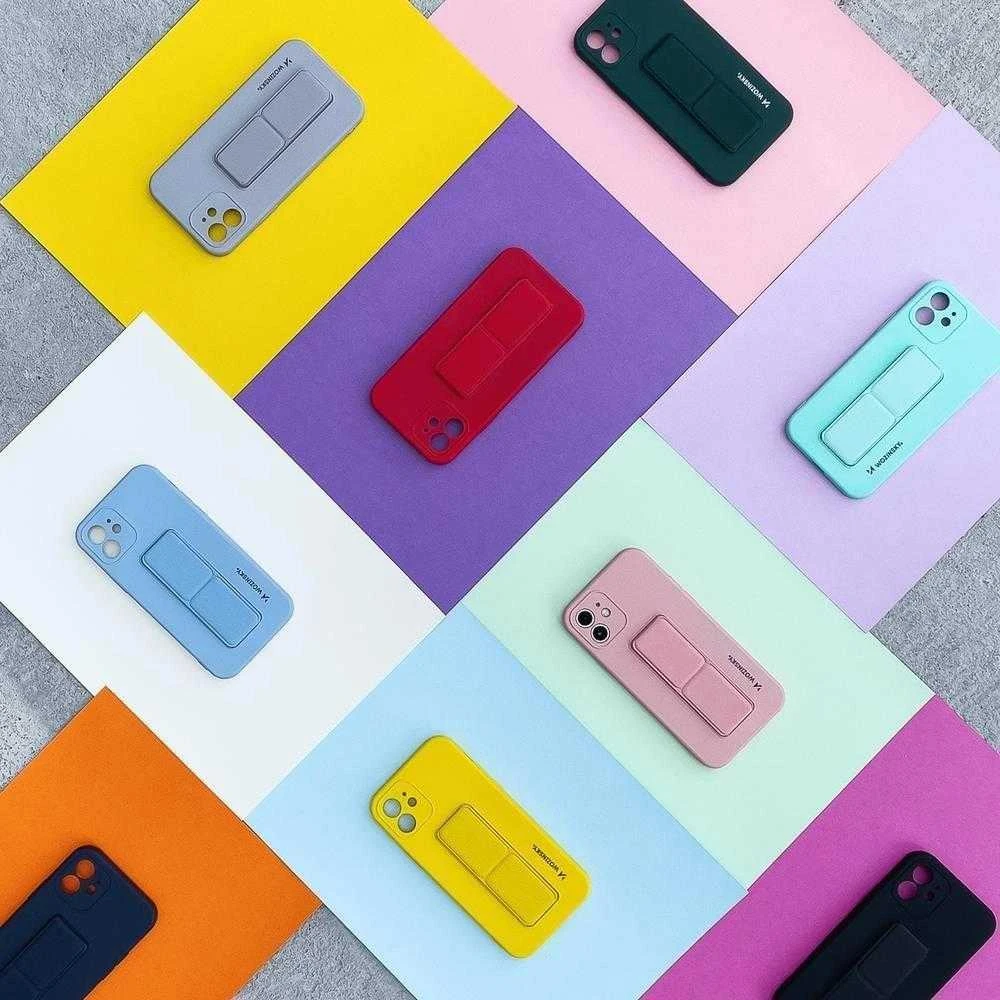 Wozinsky silikoninis su stoveliu Apple iPhone 12 dėklas telefonui žydros spalvos