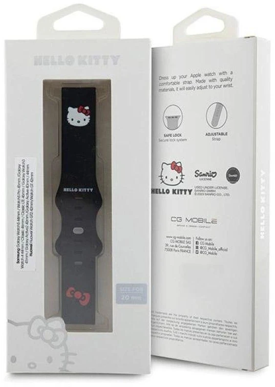 Hello Kitty Universal apyrankė HKUWMSCHBLK Silicone Kitty Head juodos spalvos 20mm