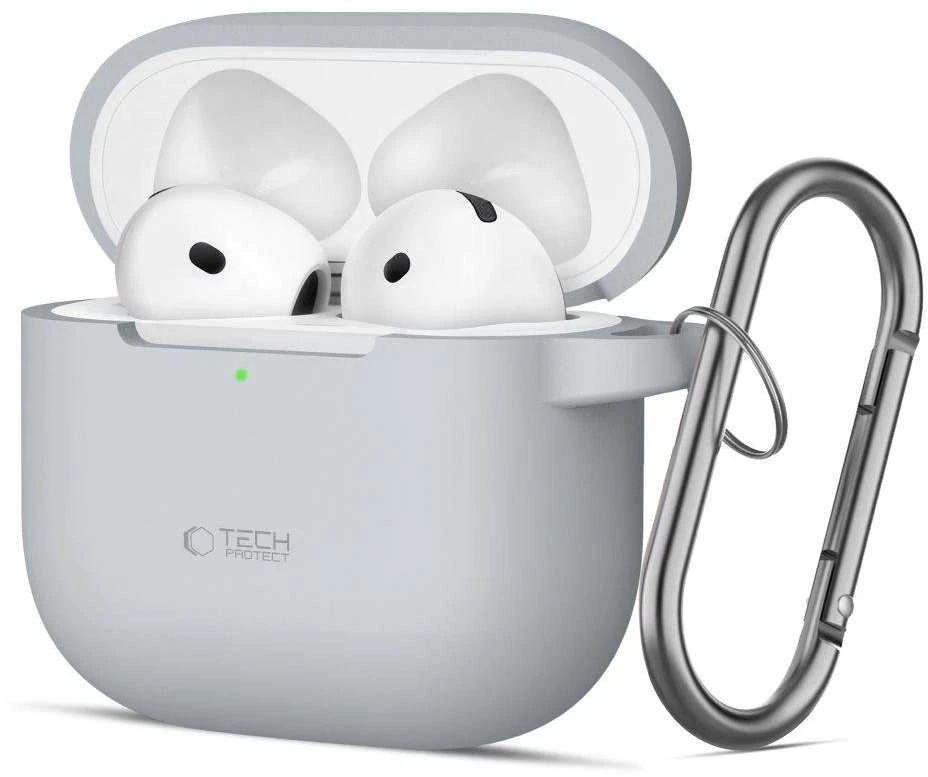 Apple AirPods 4 Tech-Protect silikoninis Hook dėklas jūsų ausinėms pilkos spalvos