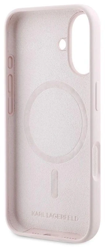 Karl Lagerfeld KLHMP16SSCMKCRHP iPhone 16 6,1 colio eilinis/rožinis kietas dėklas Silikoninis Karl&Choupette galvučių žiedas MagSafe