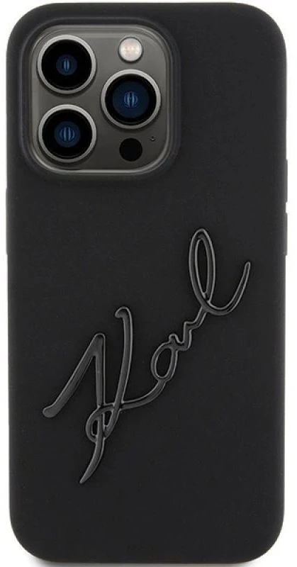 Karl Lagerfeld KLHCP15LSKSBMCK Apple iPhone 15 Pro 6.1″ juodos spalvos kietas dėklas Silicone Karl Script