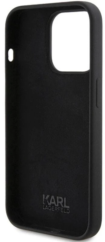 Karl Lagerfeld KLHCP15LSKSBMCK Apple iPhone 15 Pro 6.1″ juodos spalvos kietas dėklas Silicone Karl Script
