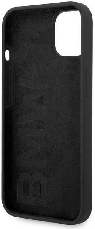 Dėklas BMW BMHCP14SSILBK Apple iPhone 14 / 15 / 13 6.1″ juodos spalvos Silicone Metal Logo