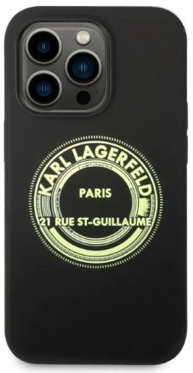 Dėklas Karl Lagerfeld Silicone RSG case for iPhone 14 Pro - juodas