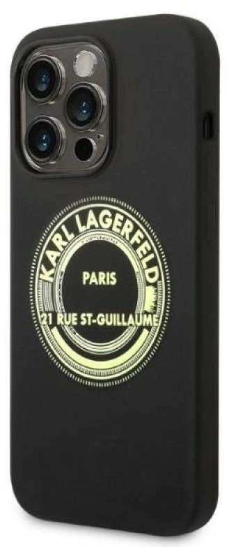Dėklas Karl Lagerfeld Silicone RSG case for iPhone 14 Pro - juodas