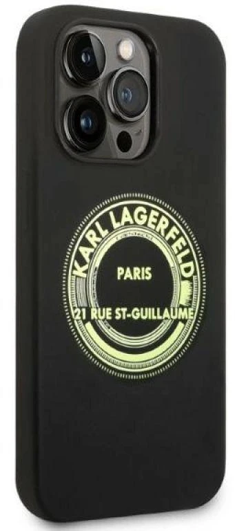 Dėklas Karl Lagerfeld Silicone RSG case for iPhone 14 Pro - juodas
