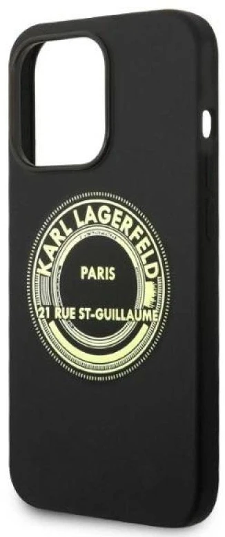 Dėklas Karl Lagerfeld Silicone RSG case for iPhone 14 Pro - juodas