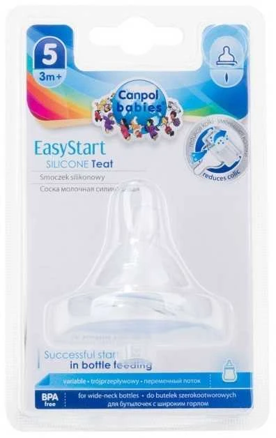 CANPOL 21/724 EasyStart plačios burnos buteliuko žindukas silikoninis 3-Flow 1vnt