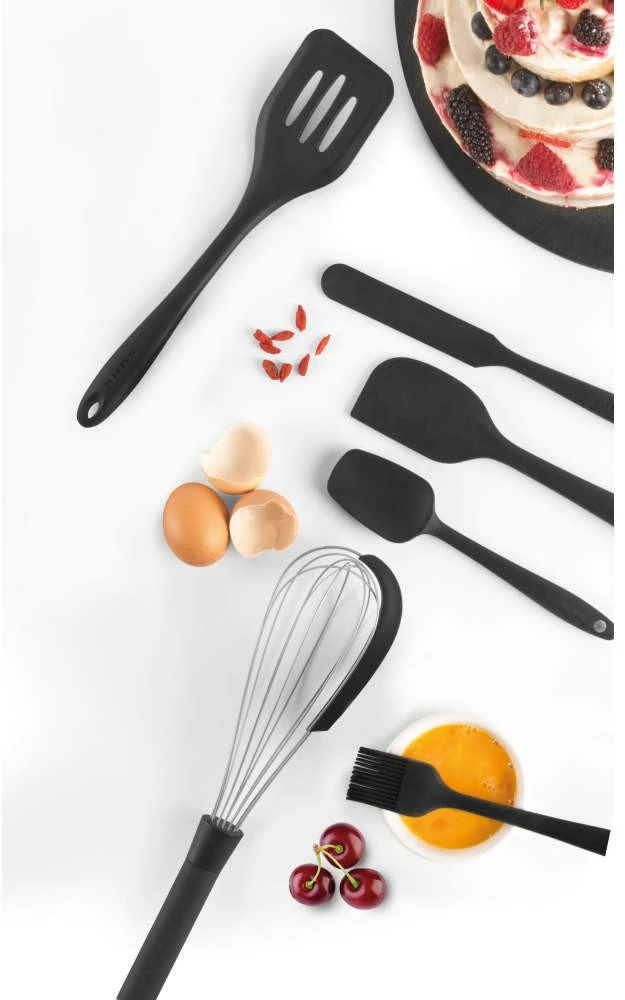 Silikoninių virtuvės įrankių rinkinys Salter Bakes, 8 vnt., juodas